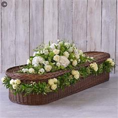 Casket Spray Large with Rose Garland - White