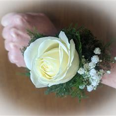 Wrist Corsage Rose &amp; Gypsophila