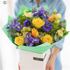 January Bouquet Of The Month - Rose &amp; Iris Hand Tied