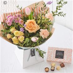 Pastel Spring Bouquet With Chocolates