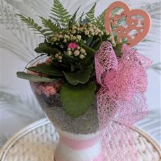 Planted Glass Vase Arrangement - Pale Pink