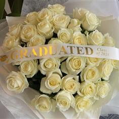 White Roses Graduation Bouquet